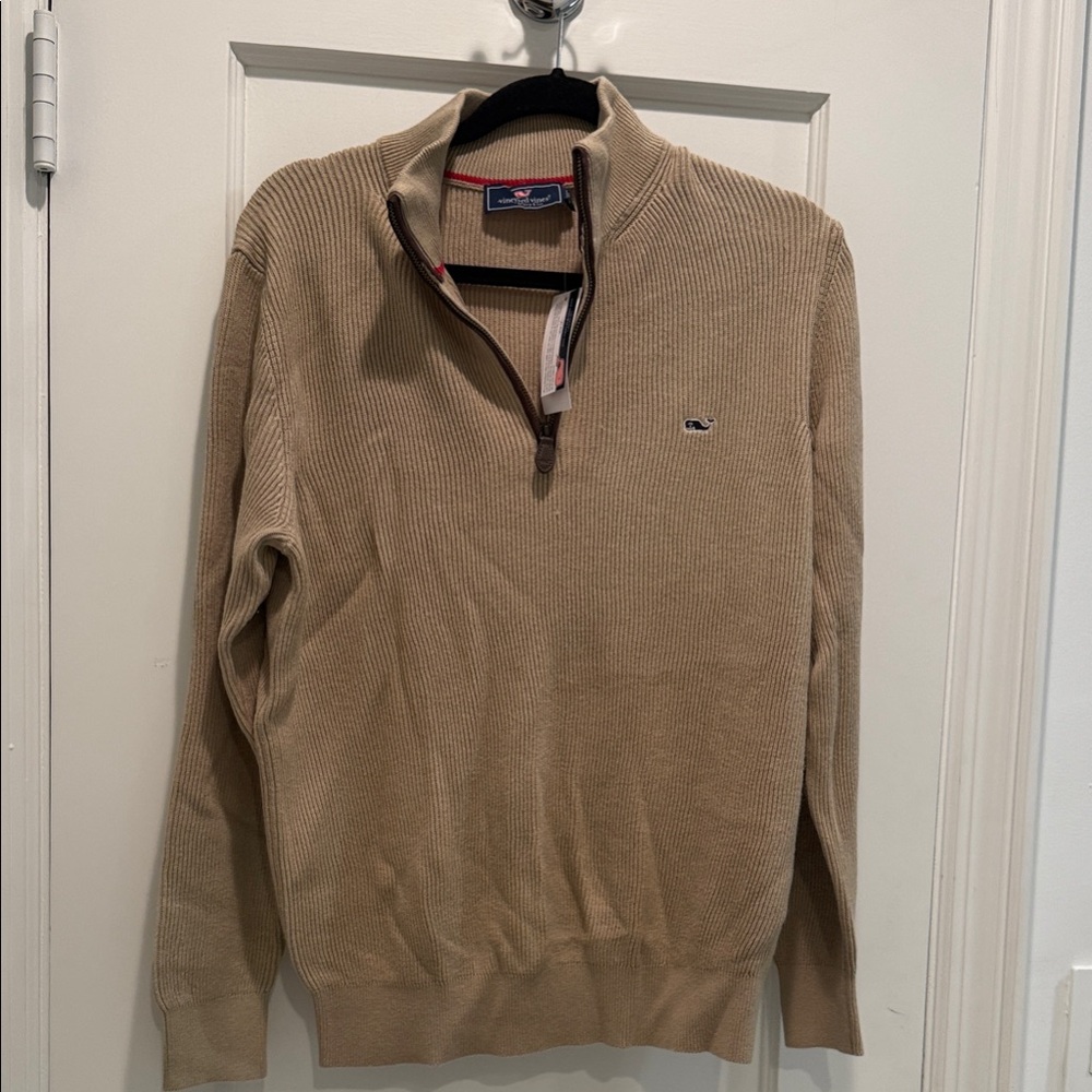 NWT Vineyard Vines Men's Tan Zip-Up Sweater